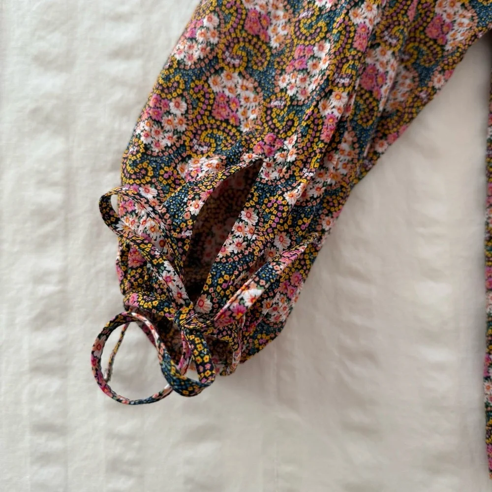 J. Crew Collection Tie-Sleeve Button-Front Top in Ratti Prism Floral - Picture 11 of 17
